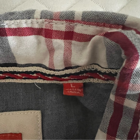 Rolling Paper Brand NYC Rollco Shirt Mens Short Sleeve Sz L Blue Red White Plaid - Picture 10 of 11